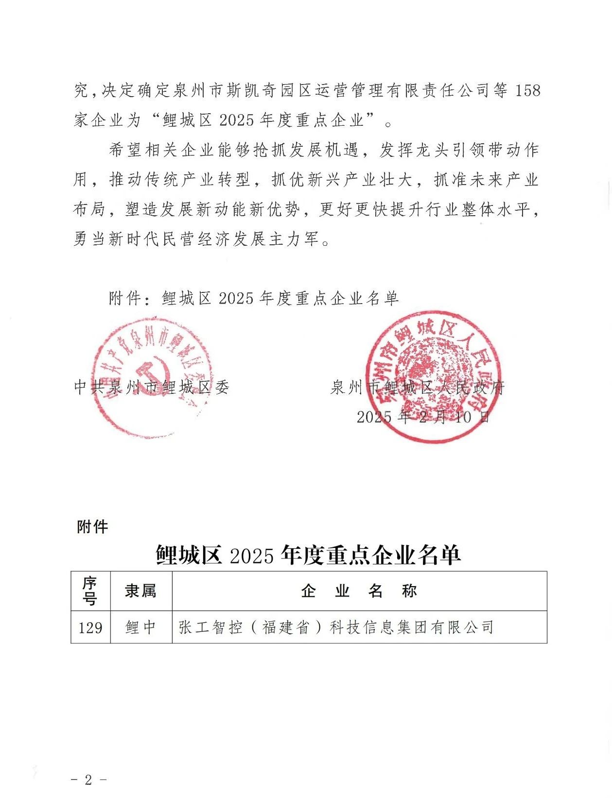 张工智控集团连续五年获“鲤城区重点企业”殊荣插图3